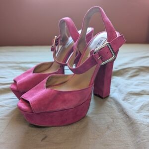 Steve Madden Platform Suede Heels W9 Pink
